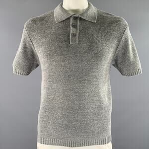 RAITH Size XL Grey Marled Acrylic Blend Buttoned Polo